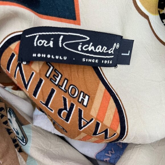 Vintage Tori Richard Hawaiian Cocktail Print Short Sleeve Shirt Size Large - Picture 6 of 9